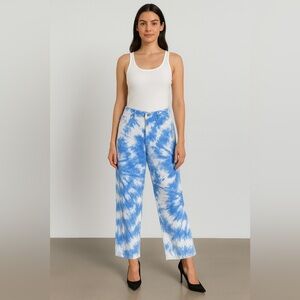 NWT Holiday by Emma Mulholland Tie Dye Wide‎ Leg Straight Jeans Cotton Size 28
